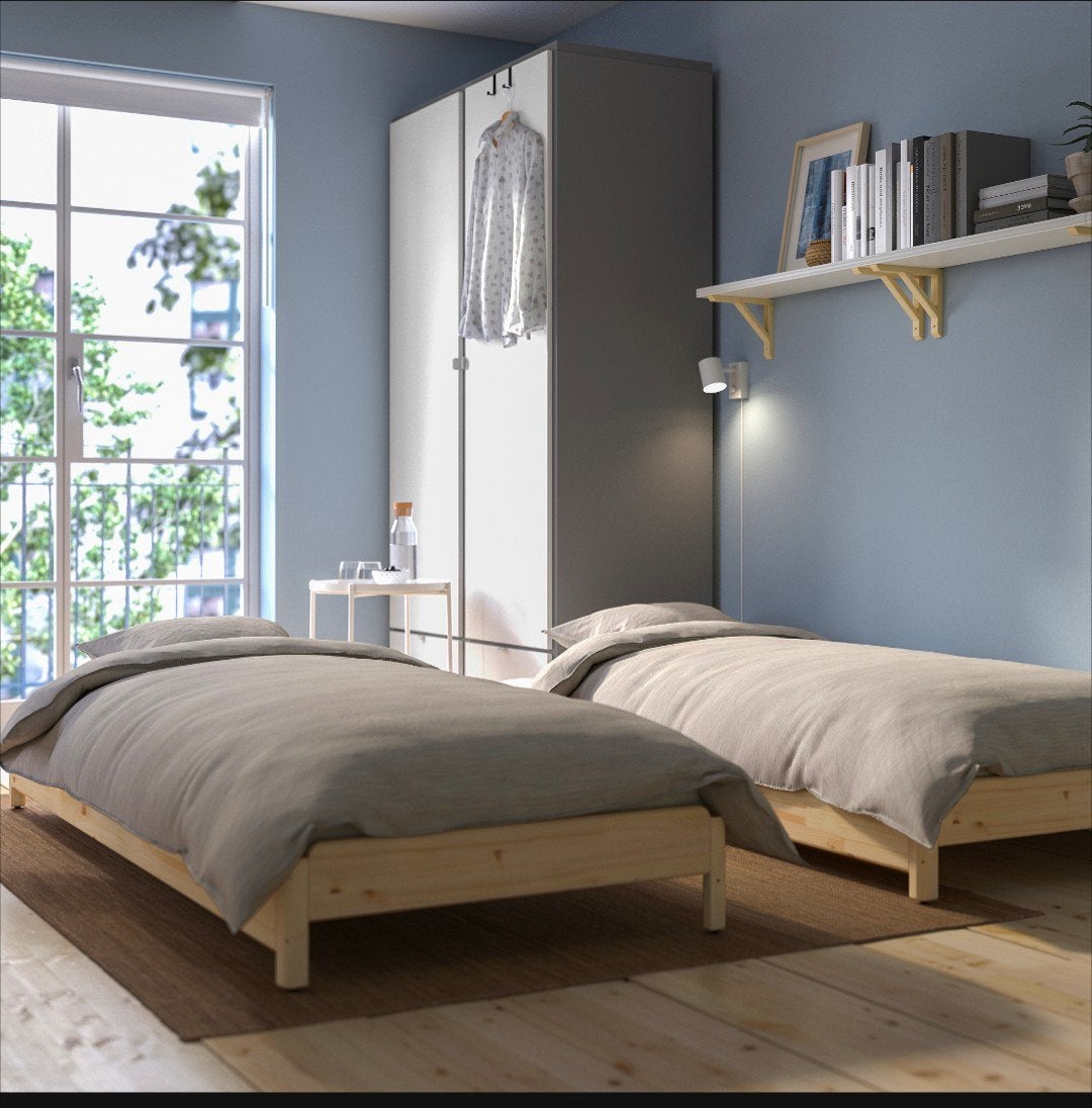 IKEA UTÅKER uitschuifbaar bed met matras en overtrek, Ophalen, Verstelbaar, Zo goed als nieuw, 80 cm
