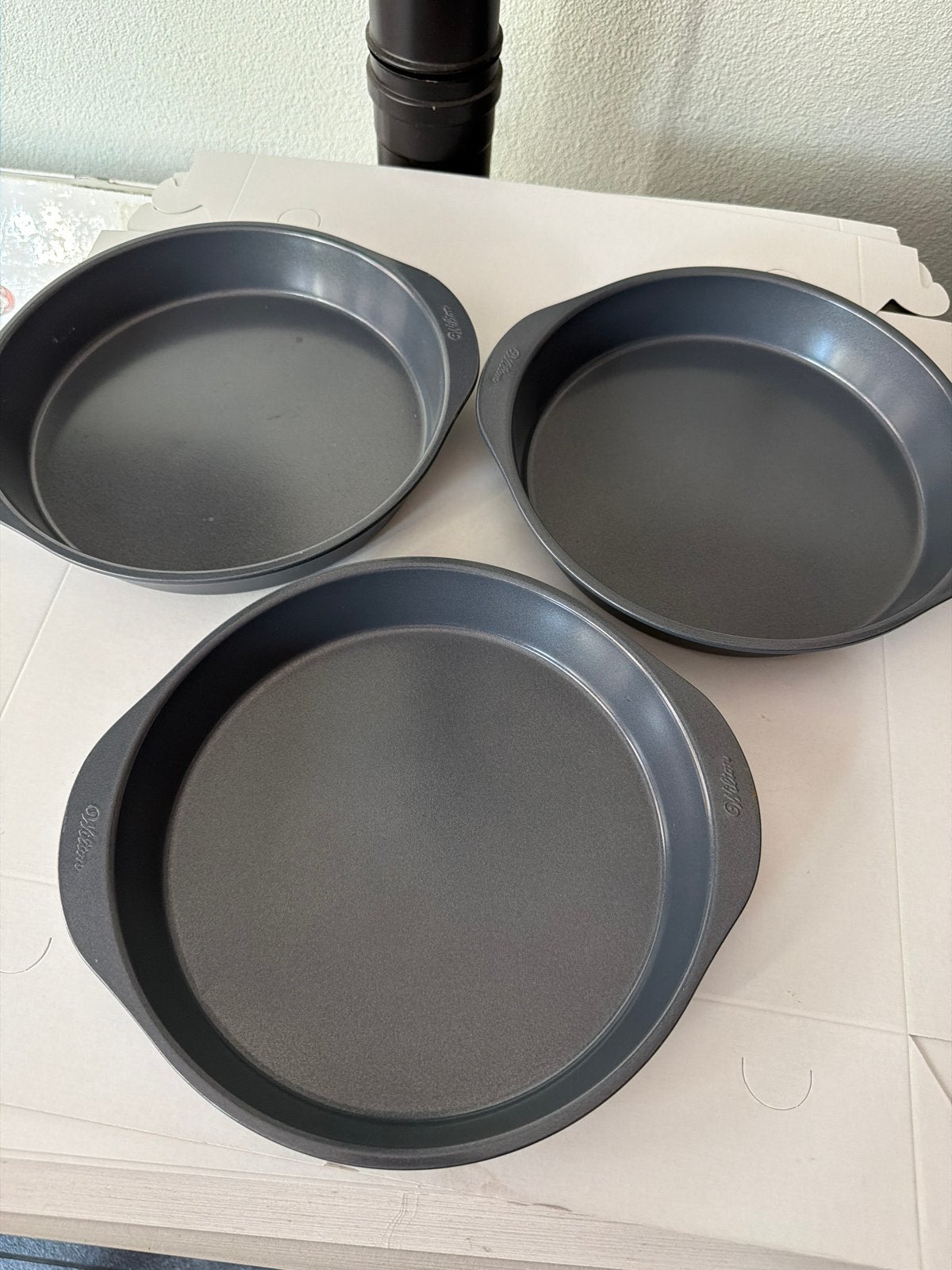 3 bakblikken voor verschillende lagen en kleuren taart, Ophalen of Verzenden, Metaal, Grijs, Overige typen
