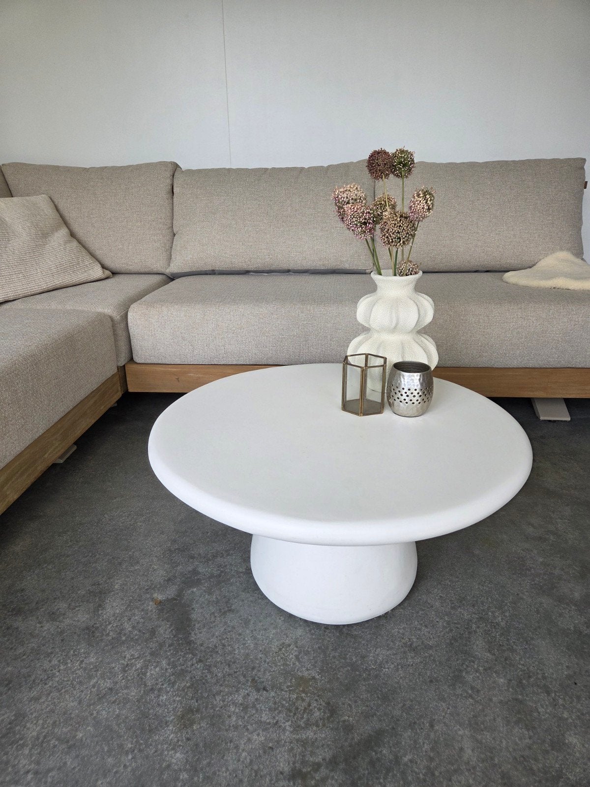 By-Boo ronde salontafel - Modern design wit/crème, Overige materialen, 50 tot 100 cm, Rond, Zo goed als nieuw