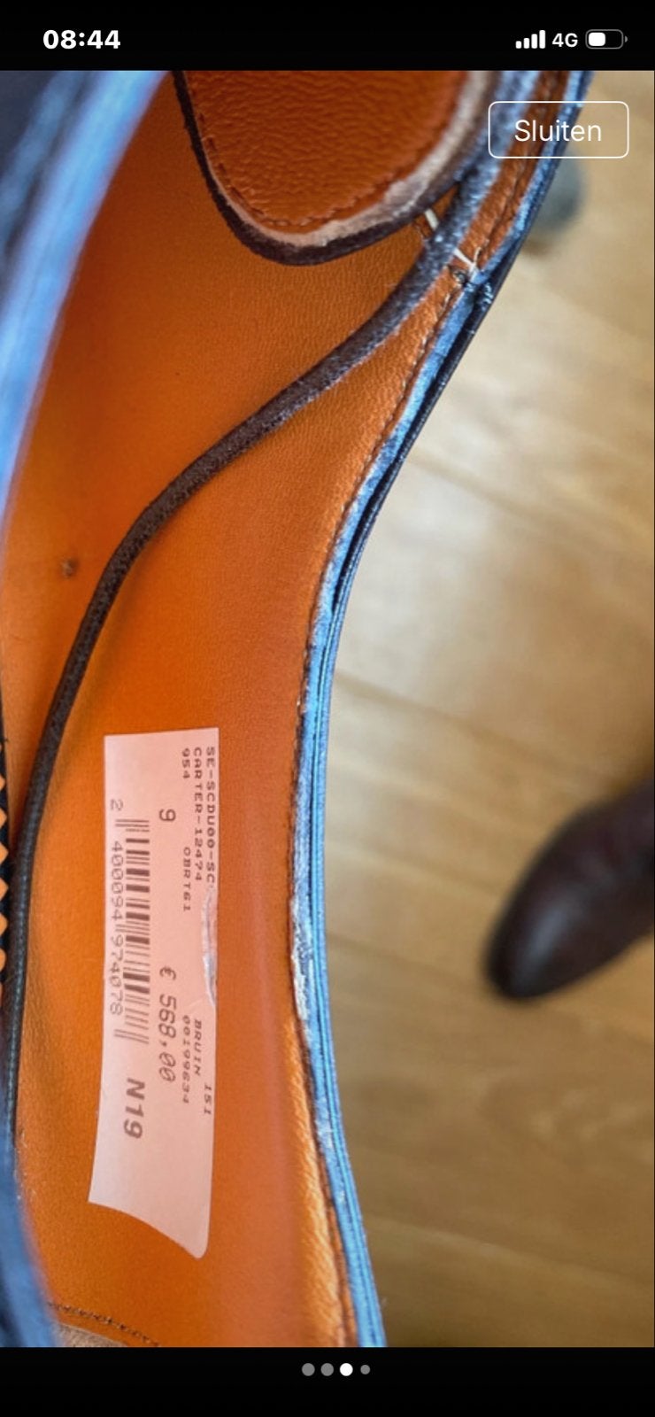 Santoni Nette Schoenen - Bruin Leer, Maat 9 (EU 43), Ophalen, Gedragen, Bruin, Veterschoenen
