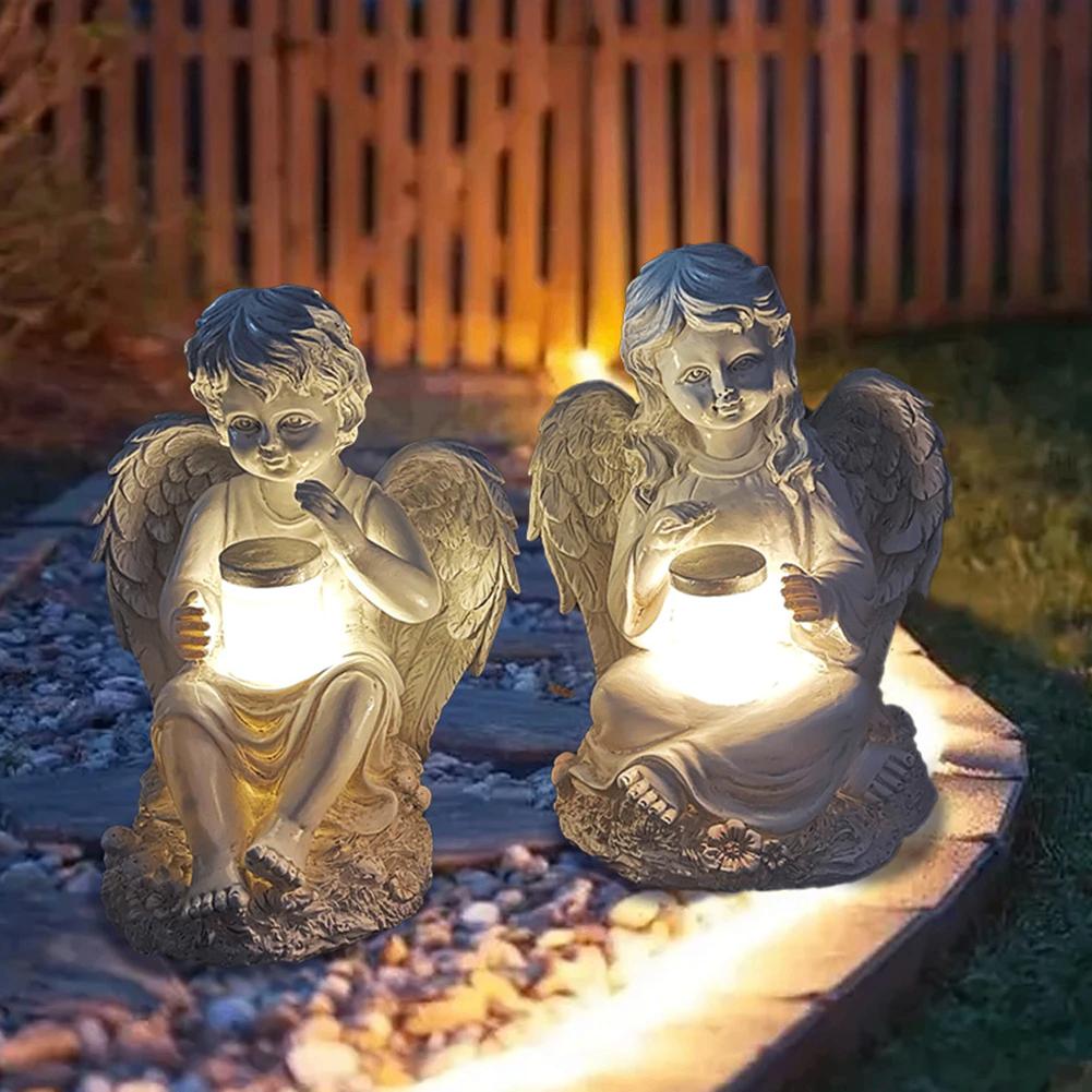Engelen Beeld Solar Lamp / Tuin Decoratie Engel Licht Lampje, Tuin en Terras, Verzenden, Nieuw, Kunststof, Engelenbeeld