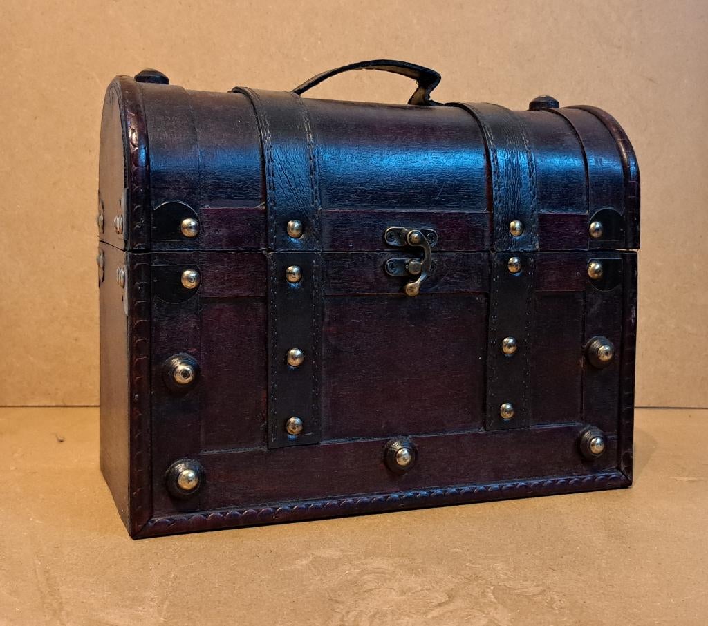 Houten piraten schatkistje, Huis en Inrichting, Ophalen of Verzenden, Nieuw, Minder dan 50 cm, Minder dan 50 cm
