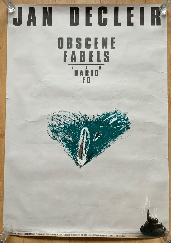 Jan Decleir poster "Dario Fo"., Ophalen of Verzenden, A1 t/m A3, Overige onderwerpen, Rechthoekig Staand
