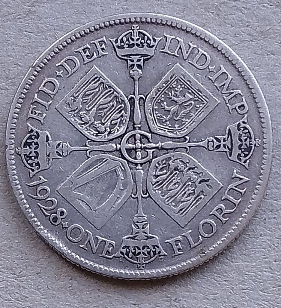 Engeland, 1 florin 1928, Ophalen of Verzenden, Overige landen, Losse munt, Zilver