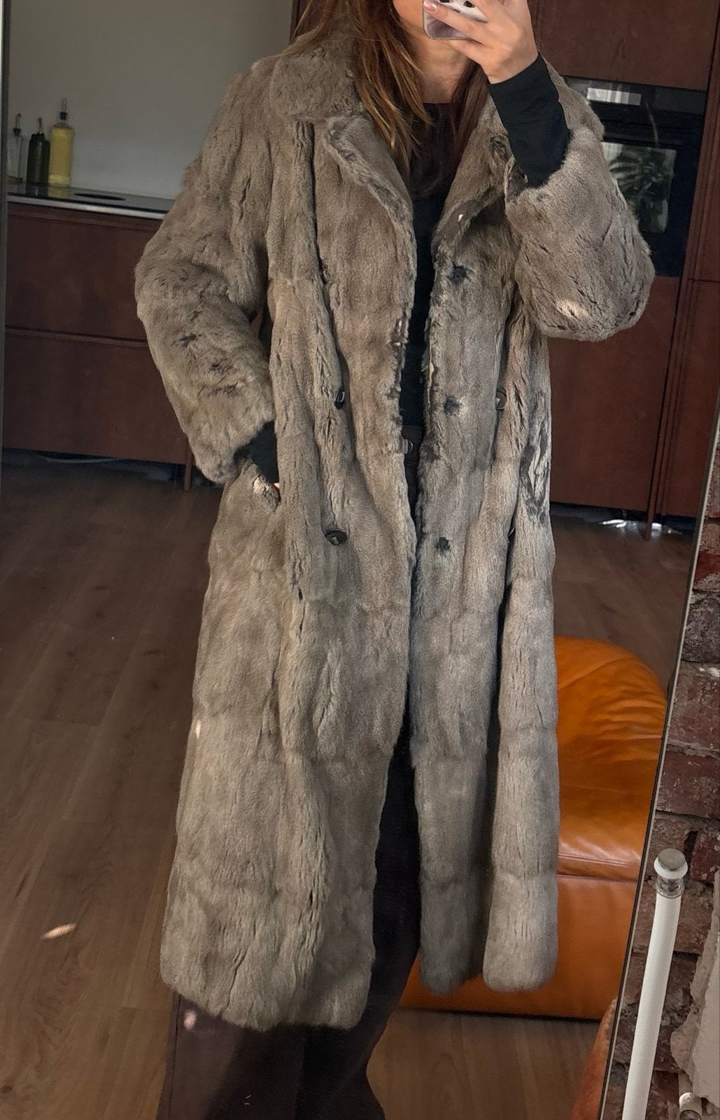 Vintage Faux Fur Jas Grey Prachtige Kwaliteit, Ophalen of Verzenden, Gedragen, Maat 38/40 (M), Grijs