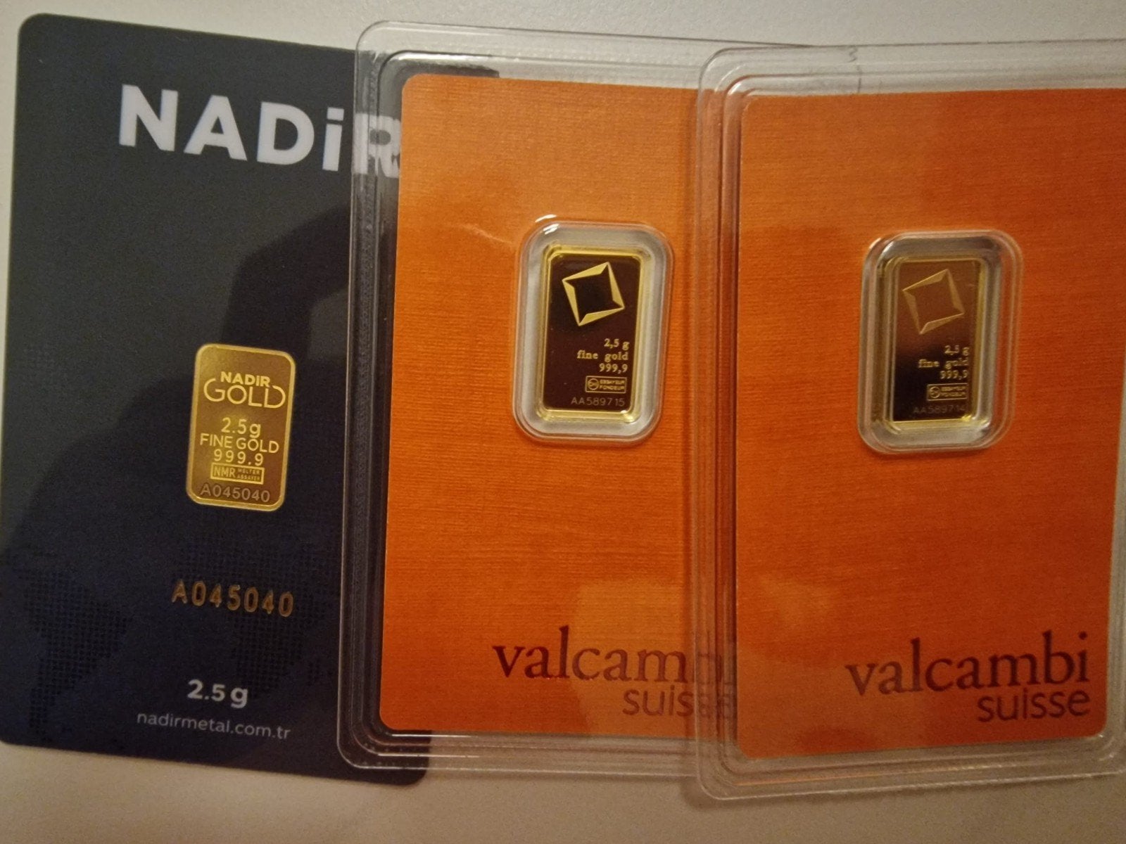 2.5g Gouden baren - Valcambi Suisse en NADIR LBMA, Ophalen of Verzenden, Goud