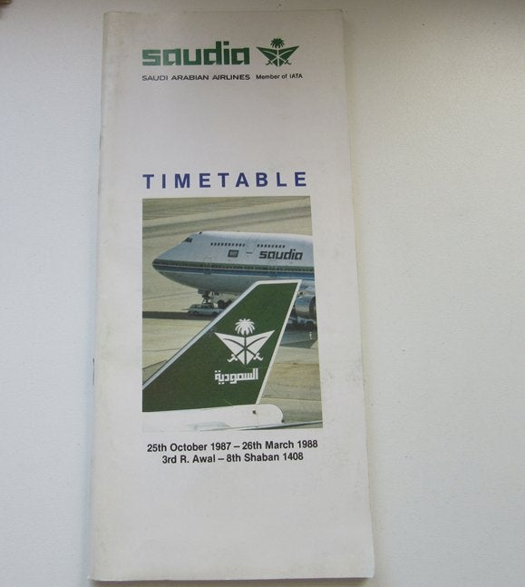 Saudia timetable oct 1987-march 1988, Verzamelen, Verzenden, Gebruikt, Overige typen