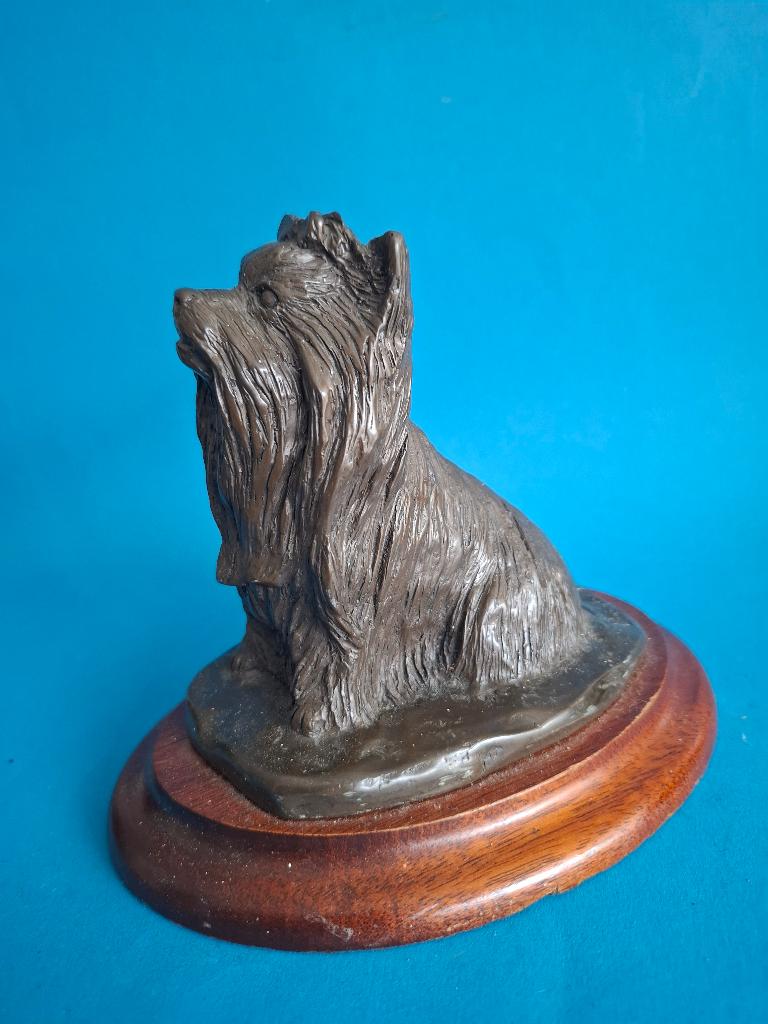 Brons beeldje op houten sokkel- Fox Terrier-, Ophalen of Verzenden