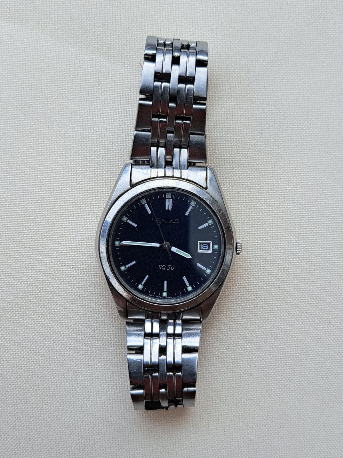 Seiko SQ 50 heren horloge, Sieraden, Tassen en Uiterlijk, Horloges | Heren, Gebruikt, Staal, Polshorloge, Ophalen of Verzenden