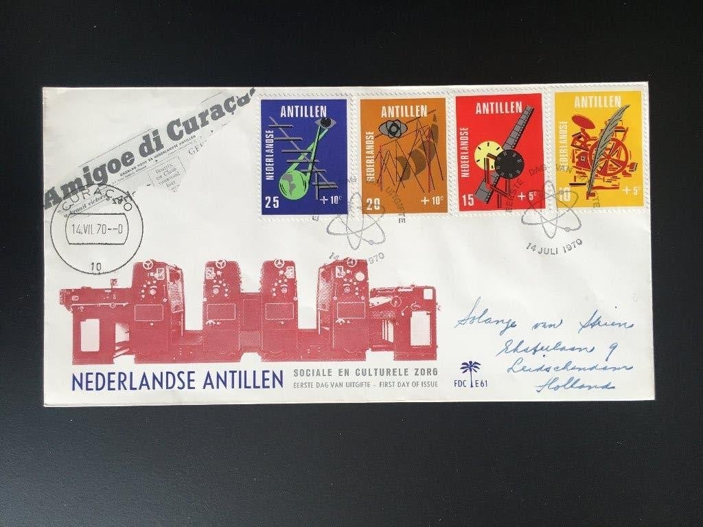 R4-E61 Antillen 1970 - FDC E61 - Cultuur - gelopen, Postzegels en Munten, Postzegels | Eerstedagenveloppen, Ophalen of Verzenden