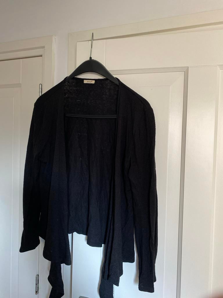 Zwart omslag Enna vestje van zijde en ramie., Ophalen of Verzenden, Gedragen, Maat 38/40 (M), Zwart