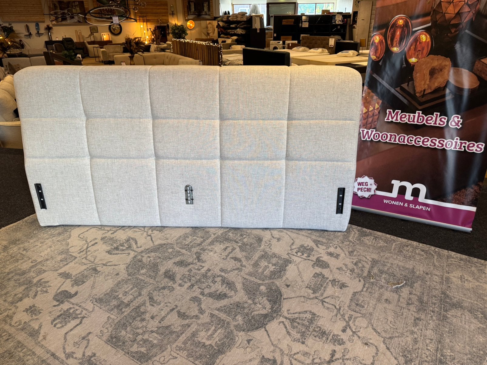 Hoofdbord 210x20/30x100CM  Beige Direct/ leverbaar, Ophalen, Beige, #Hoofdbord#Bedden#Boxspring#Ledikant#Beige, 190 cm of minder