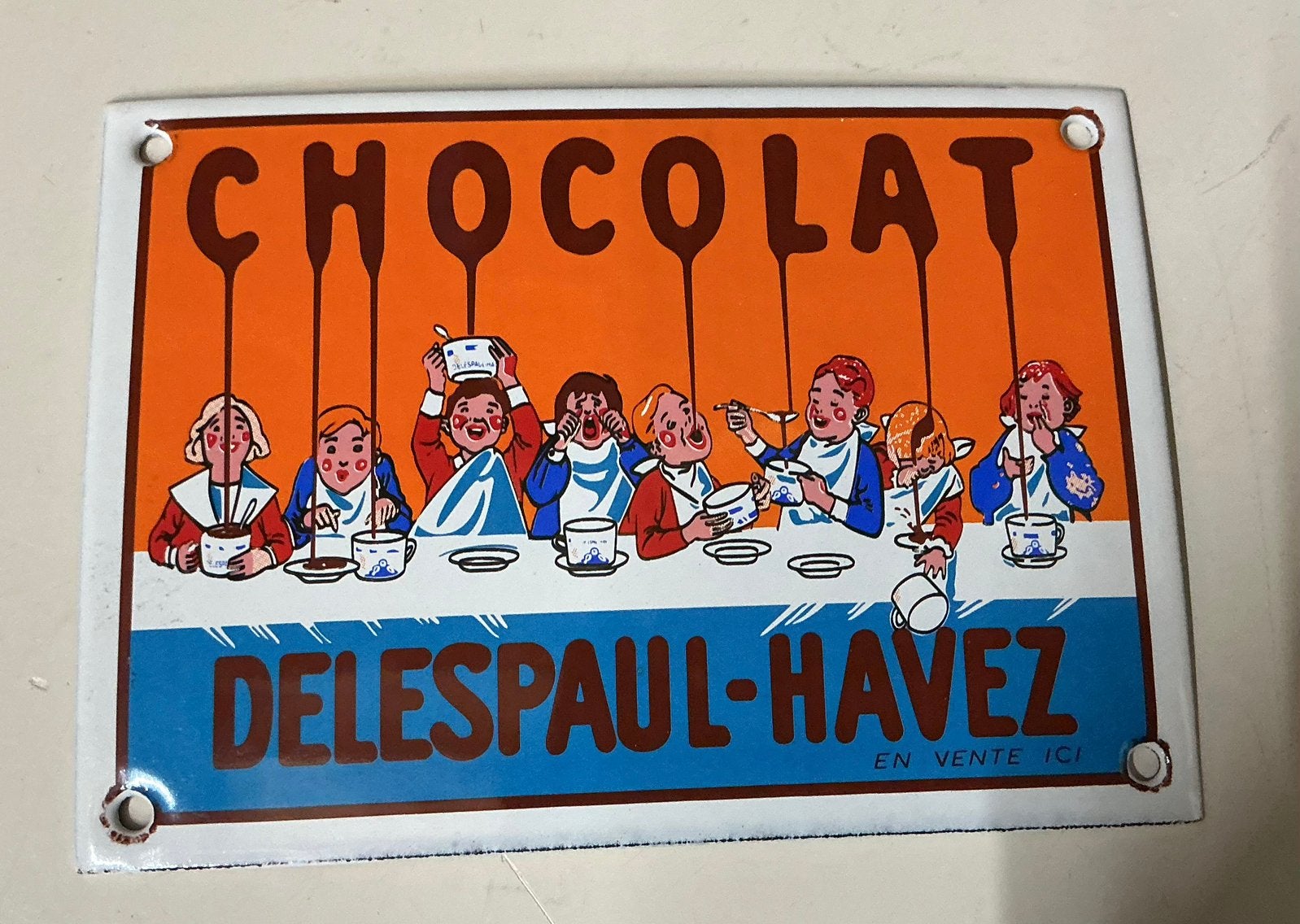 Emaille deurpostje chocolat delespaul, Ophalen of Verzenden