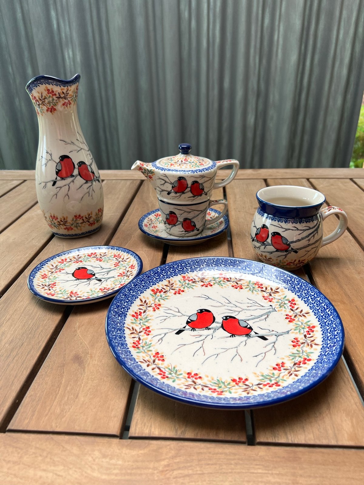 Bunzlau Unikat 4908 Servies Set - Waterkan, Tea for One, Bor, Ophalen, Overige merken, Keramiek, Landelijk/Boerenbont