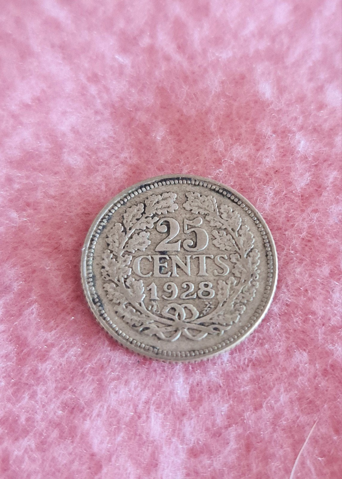 Zilveren 25 cent munt uit 1928 - A3, Zilver, 25 cent, Ophalen of Verzenden, Koningin Wilhelmina