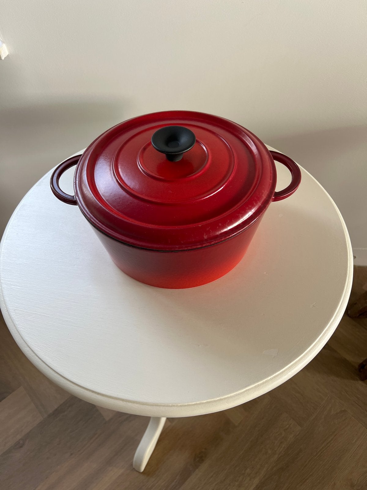 Rode gietijzeren braadpan - Made in France, Huis en Inrichting, Keuken | Potten en Pannen, Gebruikt, Met deksel, Ophalen of Verzenden
