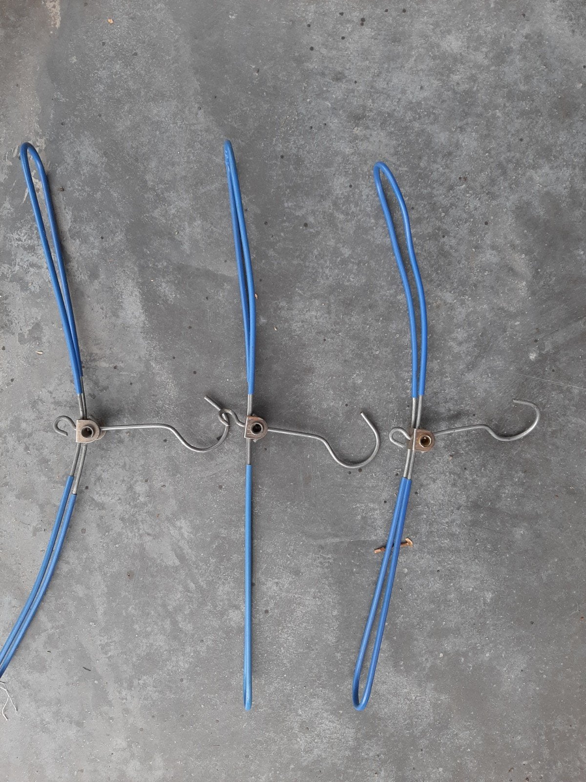 3 oude blauwe reiskleerhangers / inklapbaar, Ophalen of Verzenden
