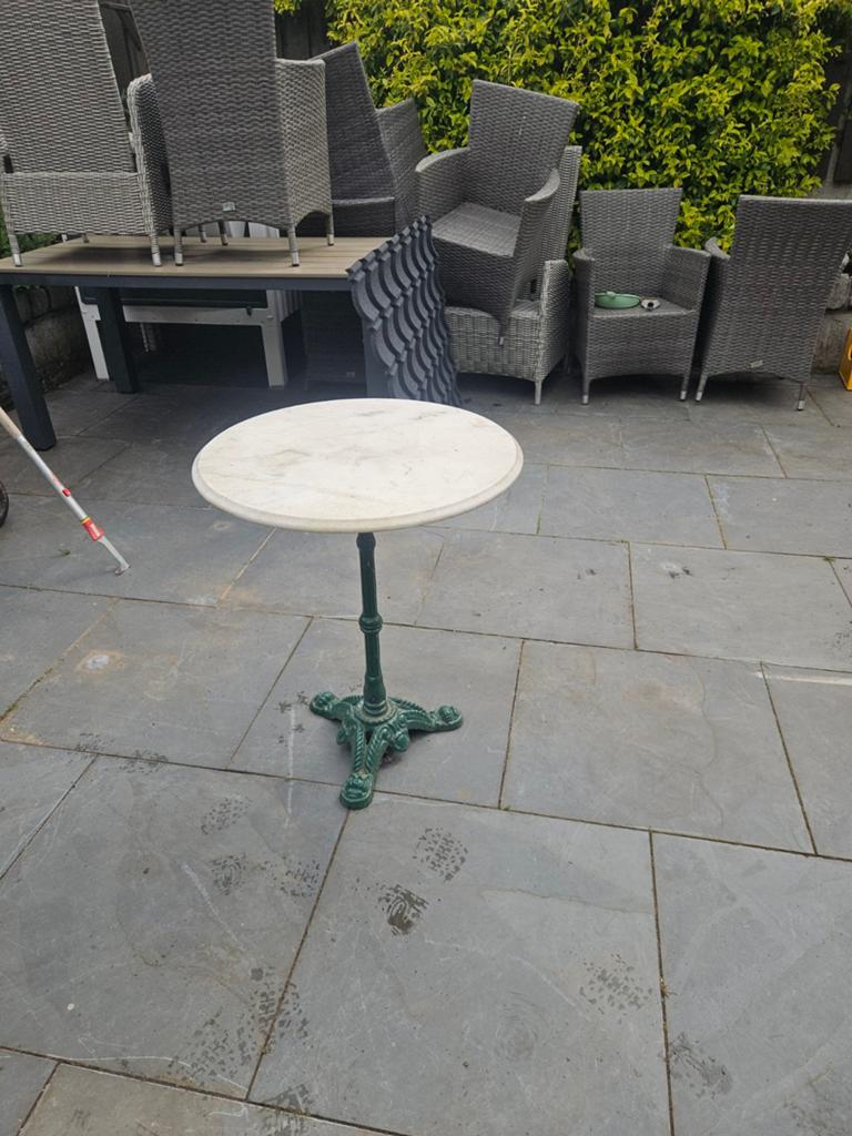Vintage bistrotafel met marmeren blad, Ophalen