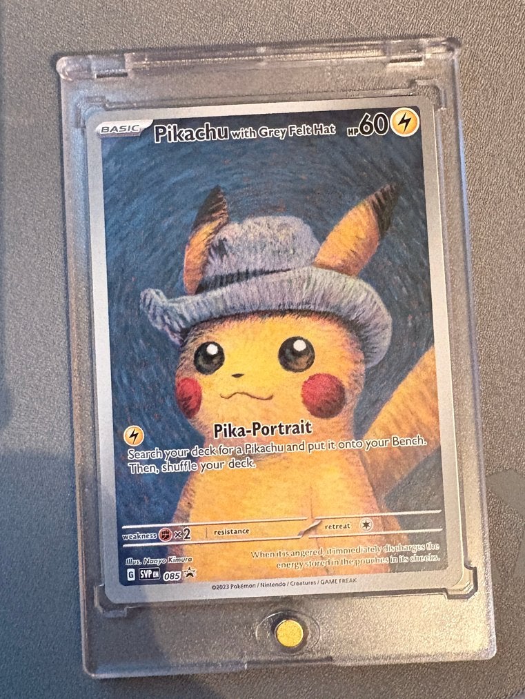 Pikachu met Grijze Vilten Hoed Pokémon Kaart, Ophalen, Zo goed als nieuw, Losse kaart
