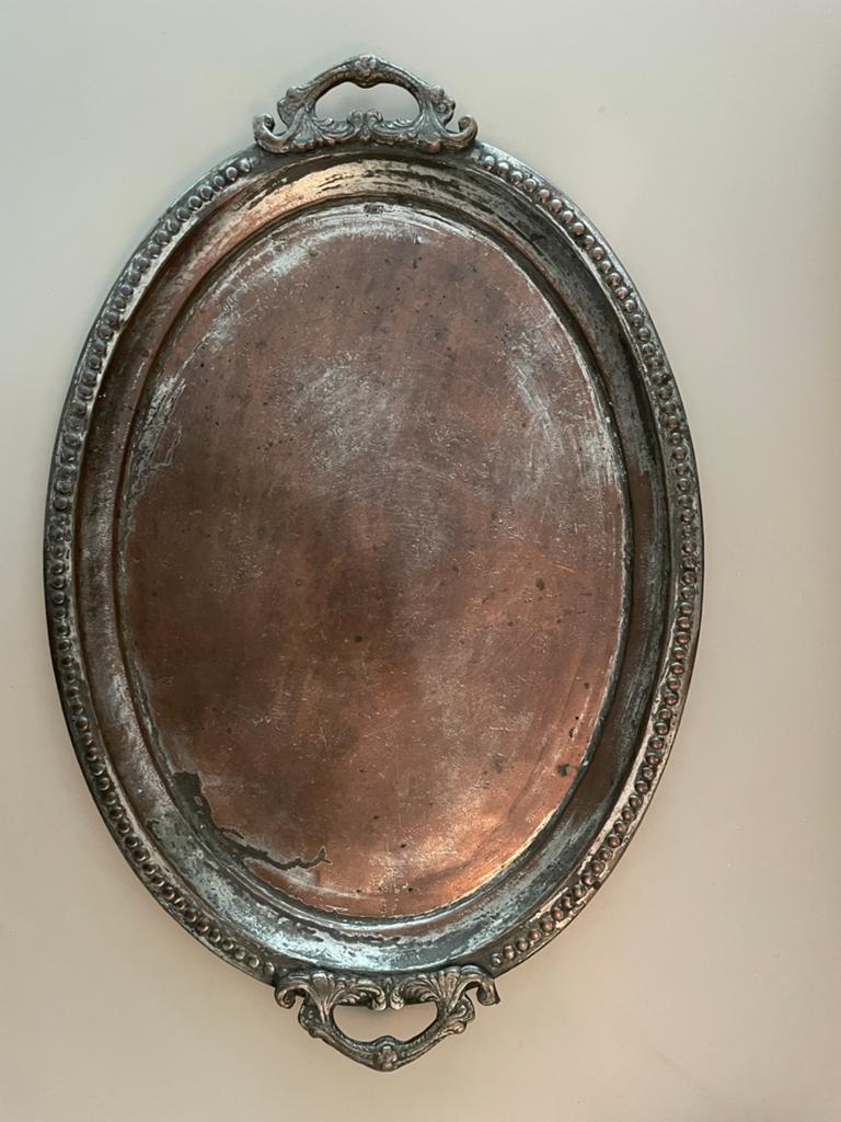 Antiek verzilverd dienblad met handvatten, Antiek en Kunst, Ophalen