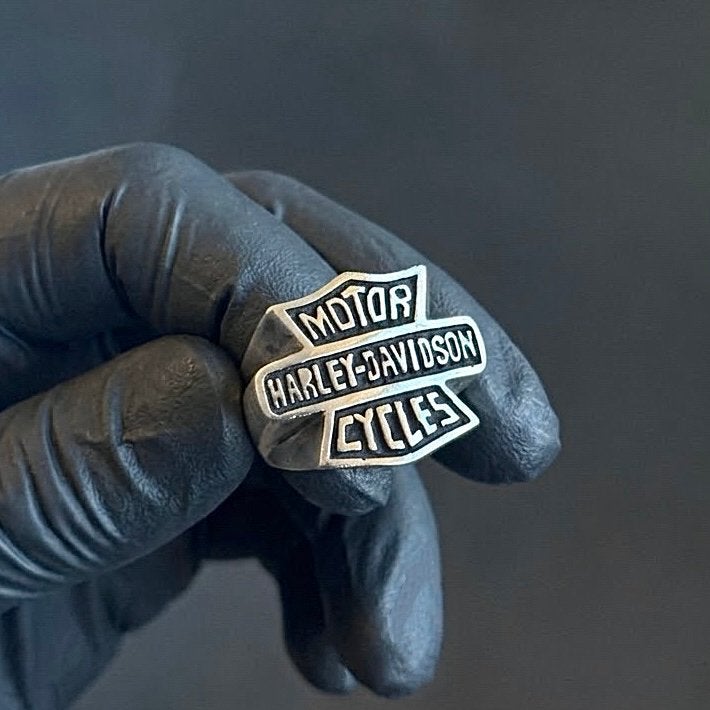 Vintage Harley-Davidson "Bar & Shield" Biker Ring  '80/'90, Sieraden, Tassen en Uiterlijk, Ringen, 19 tot 20, Ophalen of Verzenden