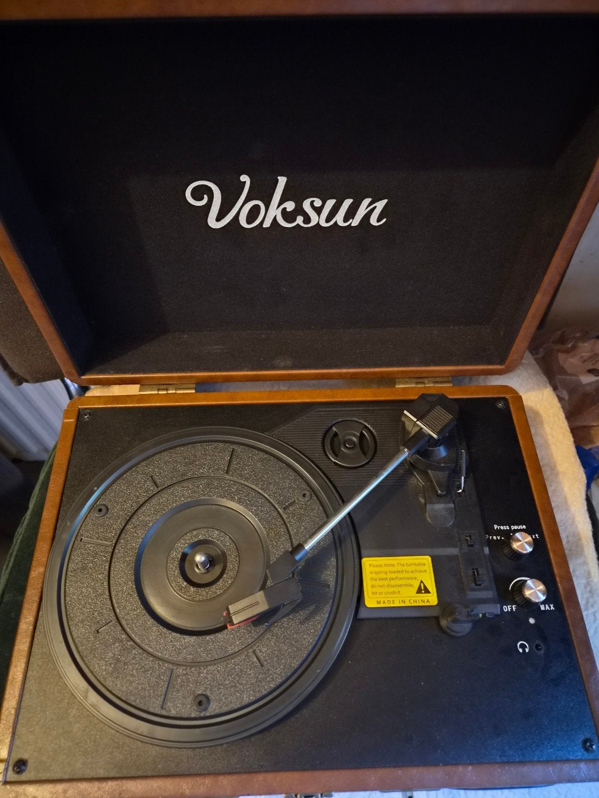 Voksun Draagbare Platenspeler - Vintage Koffer Design, Ophalen of Verzenden, Zo goed als nieuw, Platenspeler, Overige merken