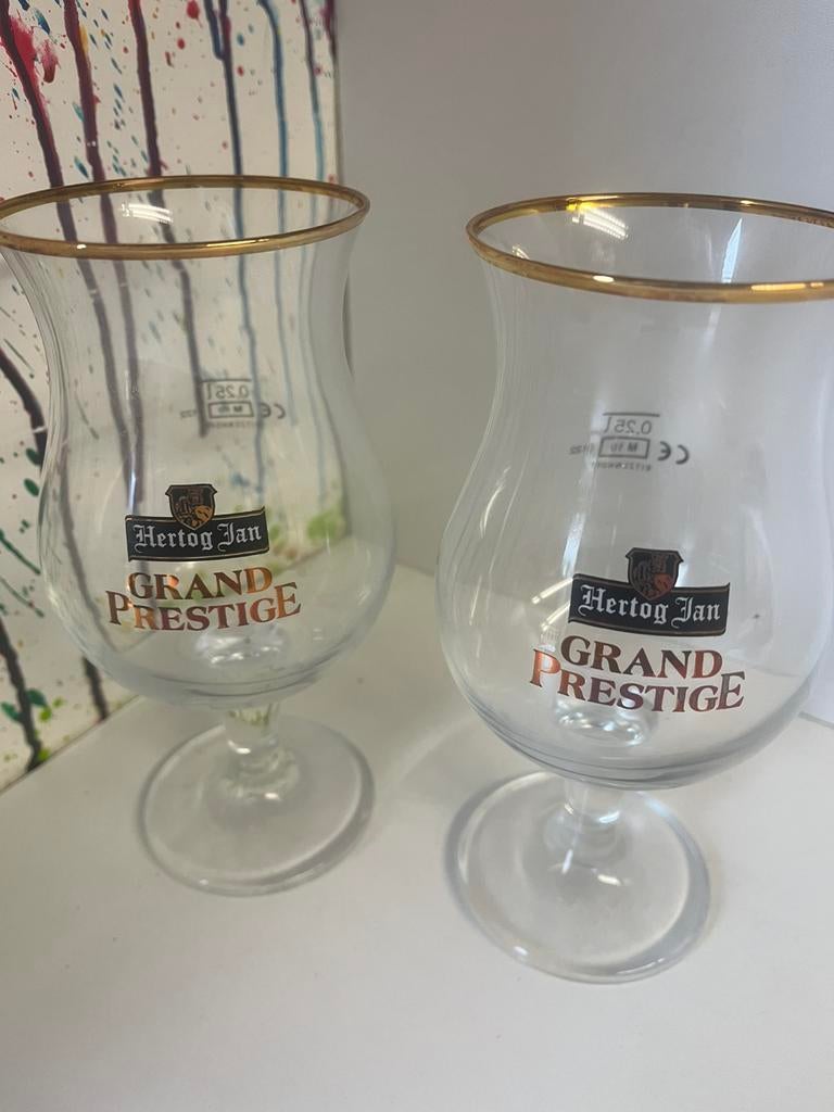 Grand Prestige bierglazen set van 2 glazen, Ophalen of Verzenden, Nieuw, Glas of Glazen, Hertog Jan