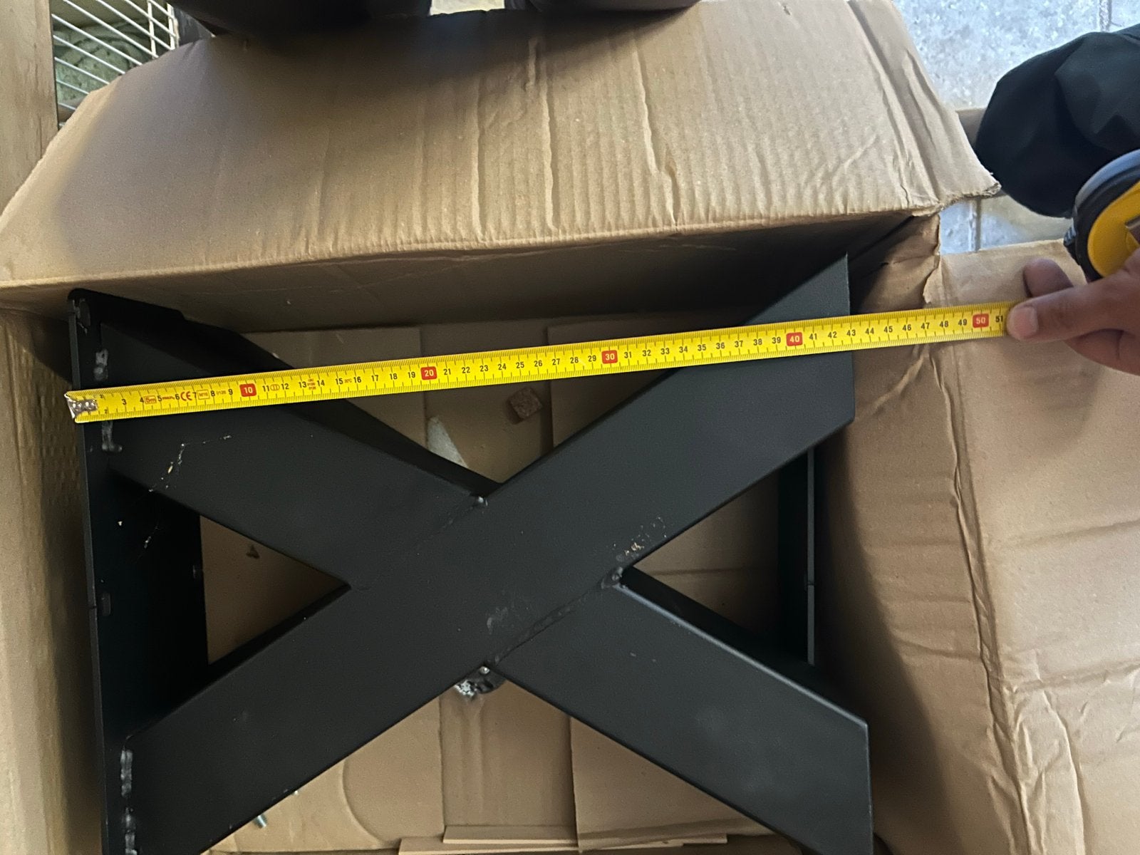 Nieuwe Zwart Gecoate Tafelpoot - X-vormig, Huis en Inrichting, Tafelonderdelen, Tafelpoot, Nieuw, Minder dan 50 cm, Metaal