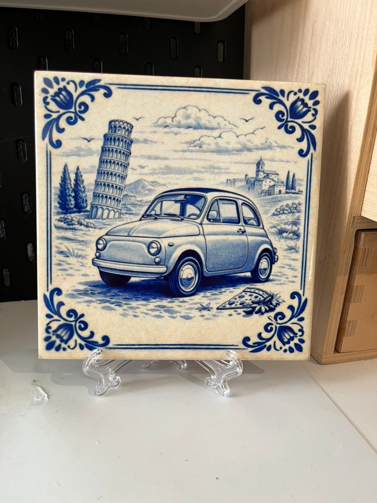 Tegeltje fiat 500, Verzamelen, Ophalen of Verzenden, Nieuw, Auto's