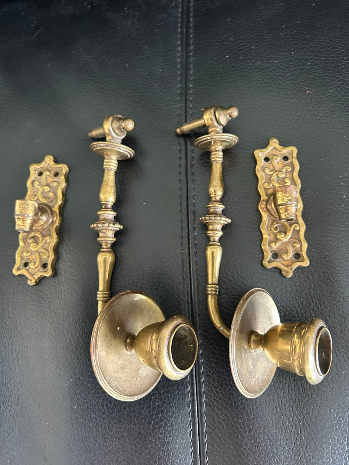 Oude koperen piano kaarsenhouders, Ophalen of Verzenden, Koper of Brons