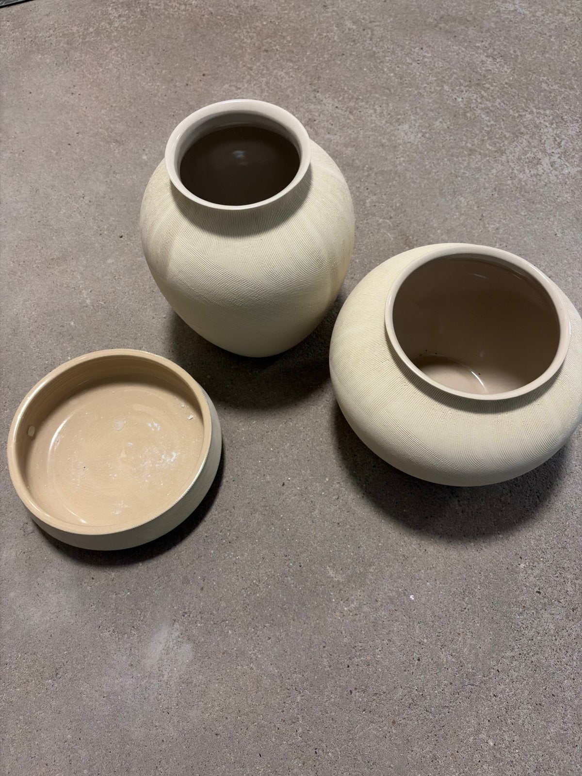 Riviera Maison potten-set. Gebroken wit met subtiel streepje, Beige, Ophalen of Verzenden, Steen/keramiek, Landelijk
