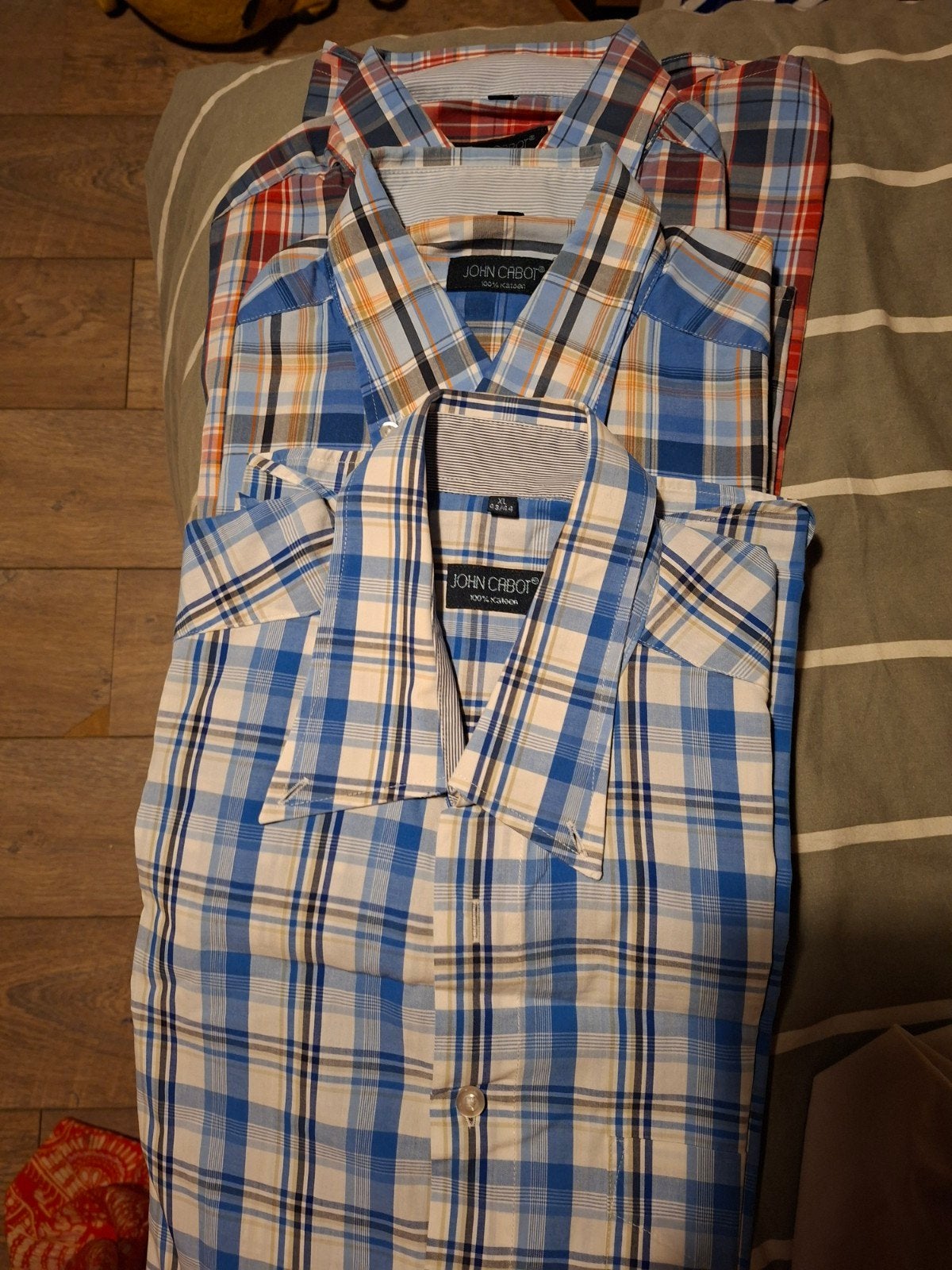 3 John Cabot overhemden korte mouw XL 43/44, Kleding | Heren, Blauw, Ophalen of Verzenden, Zo goed als nieuw, John Cabot