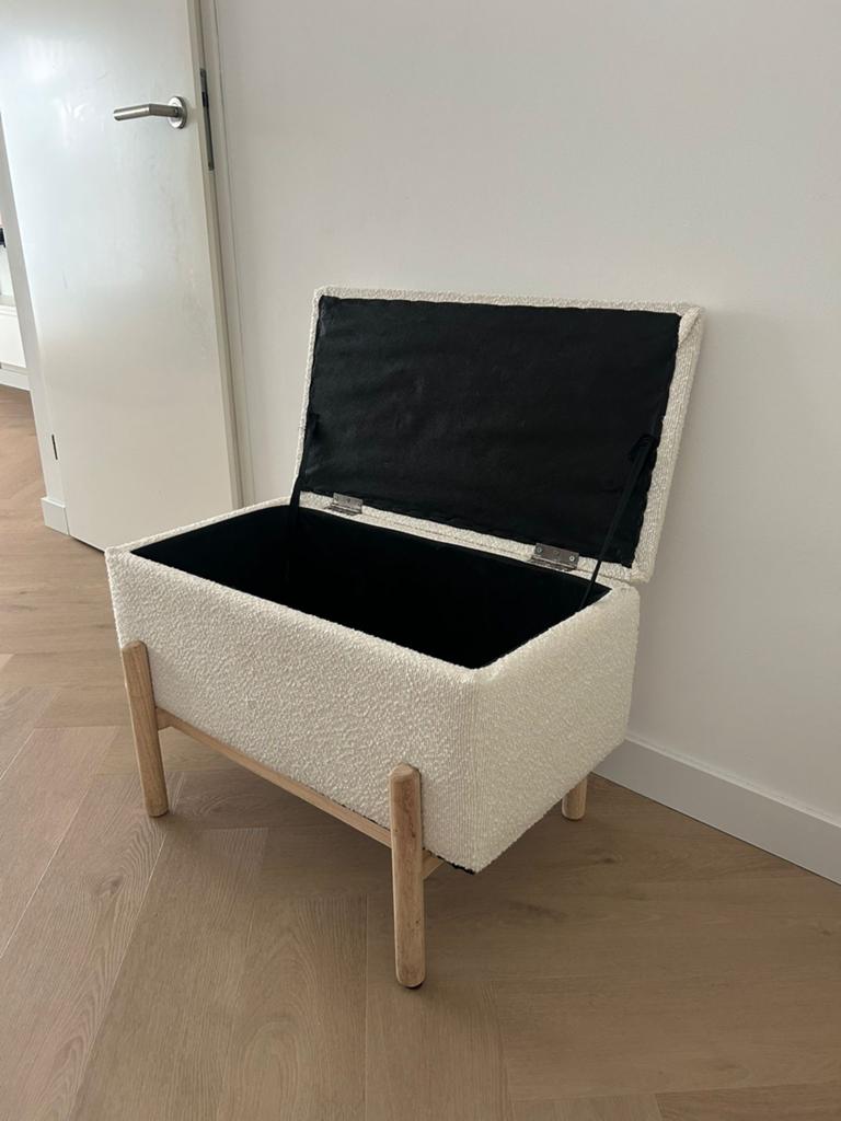 Stijlvolle Opbergkist / Poef met Houten Poten, Ophalen, Overige materialen, 50 tot 100 cm, Zo goed als nieuw