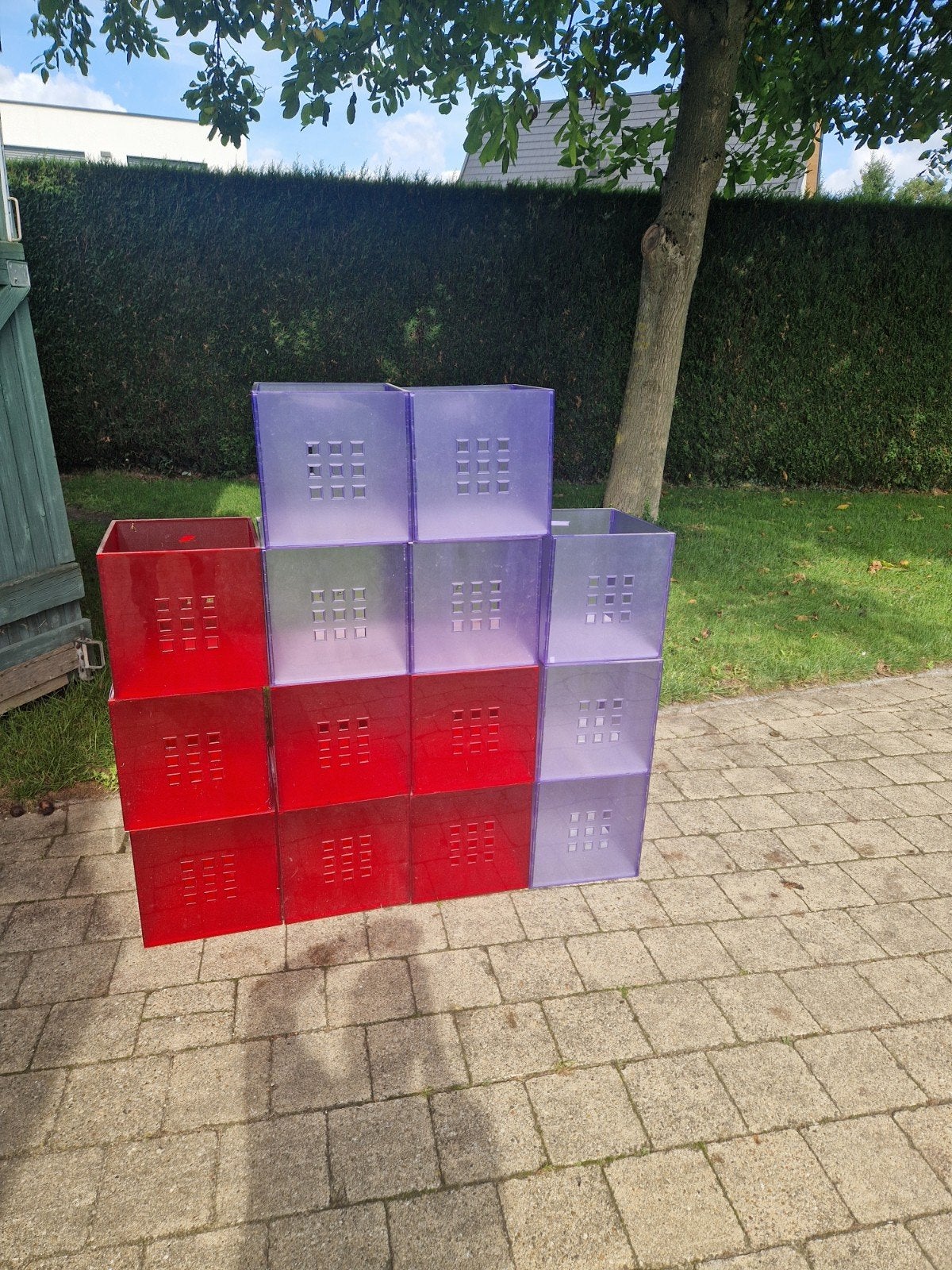 Titel:14x originele IKEA LEKMAN bakken – 7 rood + 7 transpar, Ophalen, Minder dan 40 cm, Bak of Kist, Minder dan 35 cm