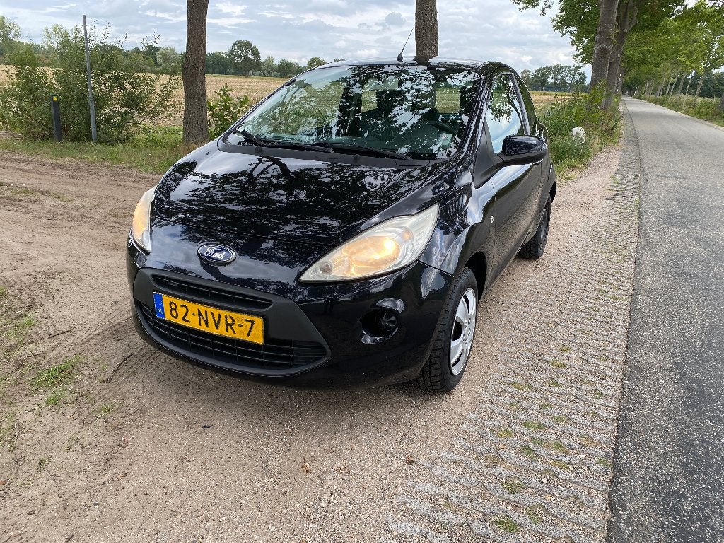 Ford Ka 1.2 2010 zwart met airco, Voorwielaandrijving, Stof, 1242 cc, 4 cilinders