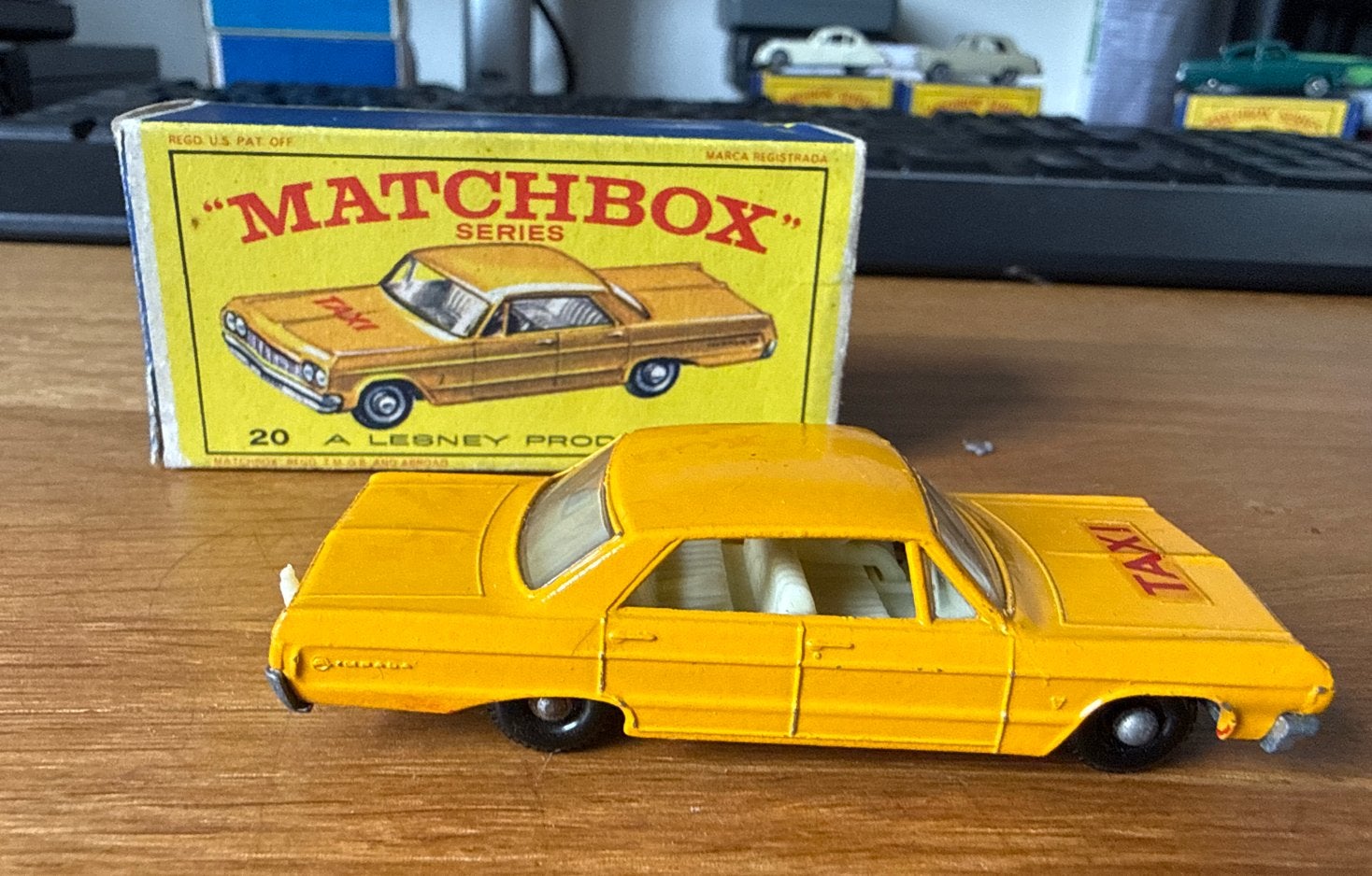 Matchbox lesney 20 Taxi-Cab in origineel doosje, Verzenden, Zo goed als nieuw, Auto