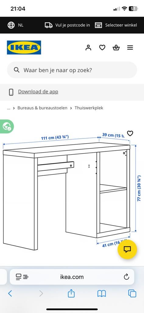 IKEA Kallax bureau/werkplek wit - compact en functioneel, Huis en Inrichting, Bureaus, Ophalen, Opbergruimte, Gebruikt, Spaanplaat of MDF