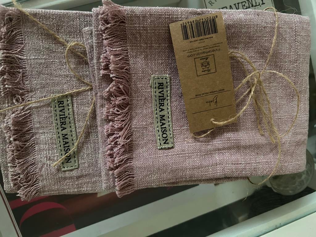 Riviera Maison katoenen doeken- Nieuw met label (2 stuks), Ophalen of Verzenden, Nieuw, Roze, Placemat