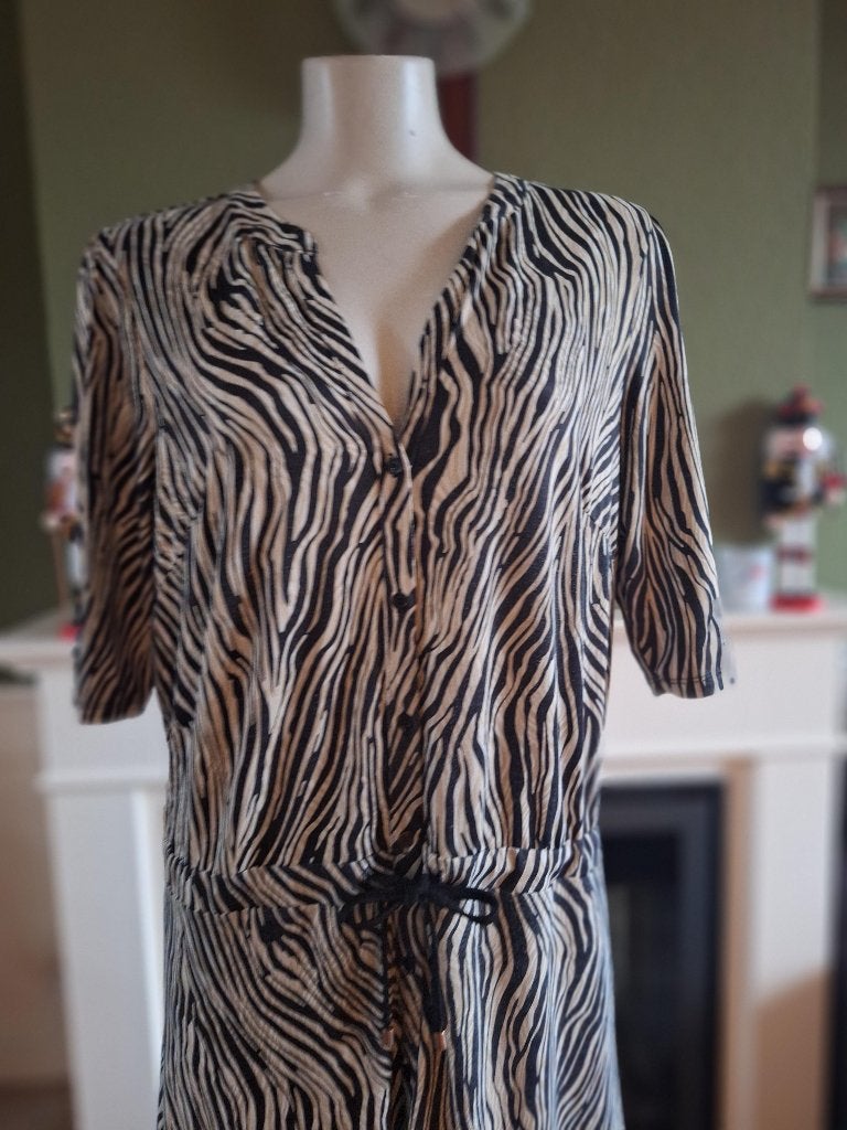 K-Design K Design zebra print jurk L, K-design, Verzenden, Zwart, Maat 42/44 (L)