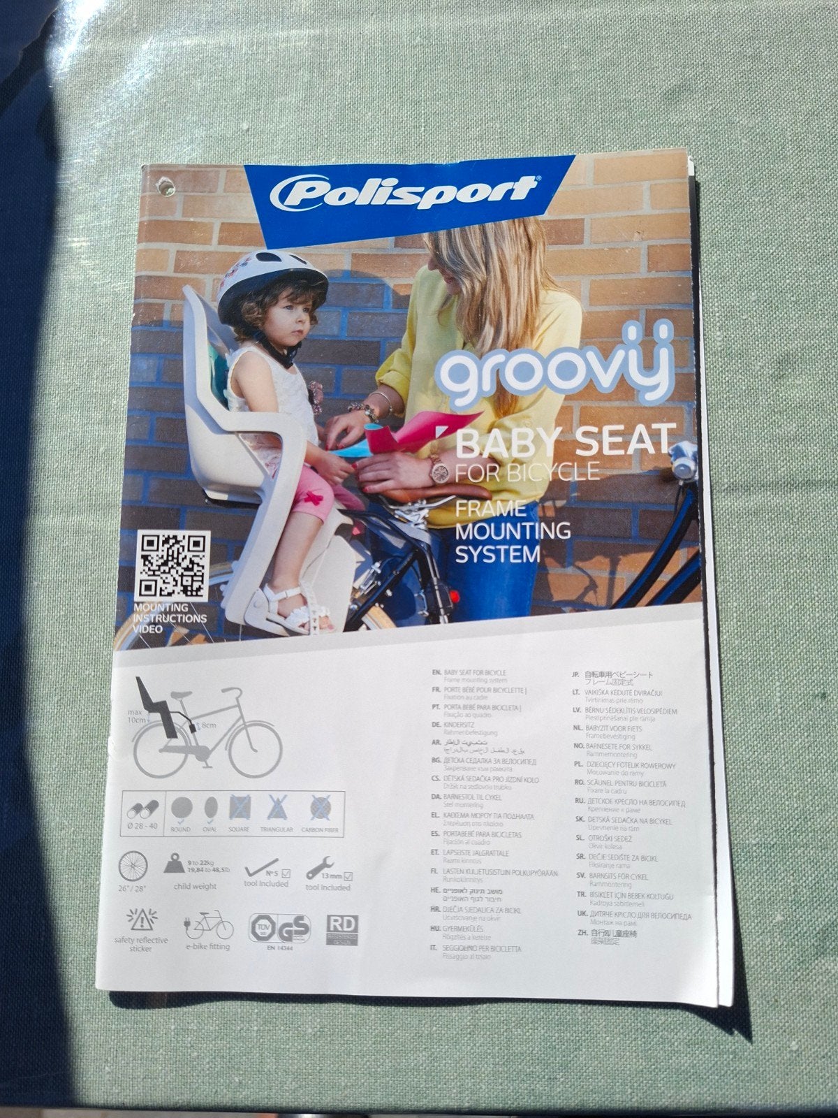 Polisport Groovy Achterzitje voor Fiets - Zo goed als nieuw, Ophalen, Achterzitje, Voetsteuntjes, 9 t/m 18 kg