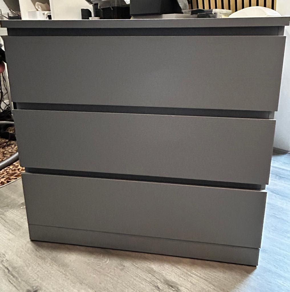 Malm ladekast grijs, Ophalen, Gebruikt, 50 tot 100 cm, 3 of 4 laden