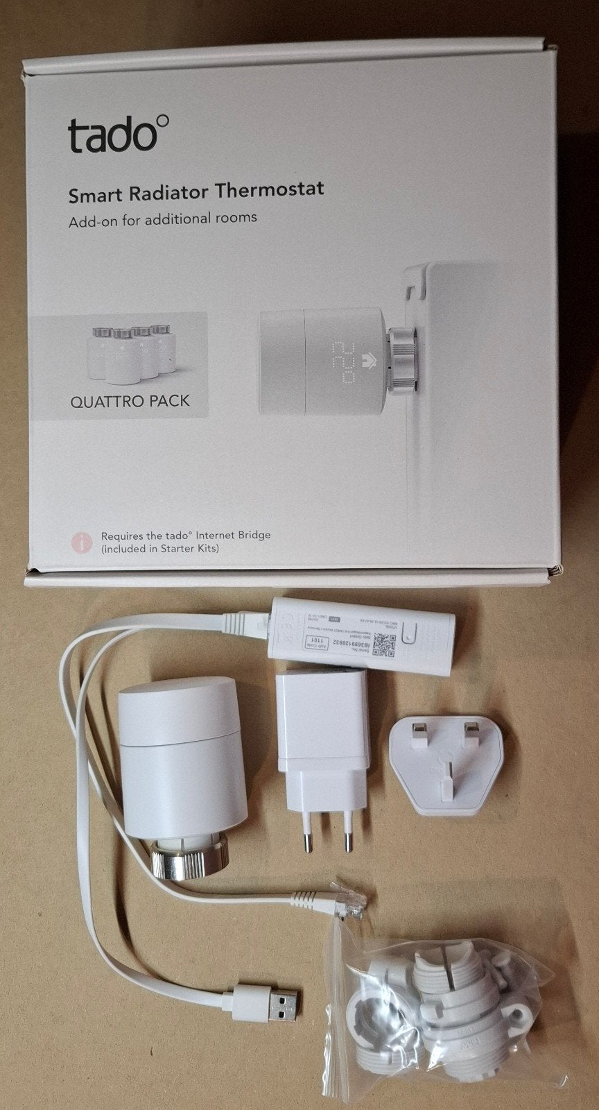 Tado V3+ Slimme Radiatorknoppen met Internet-bridge, Doe-het-zelf en Verbouw, Verwarming en Radiatoren, Thermostaat, Minder dan 30 cm