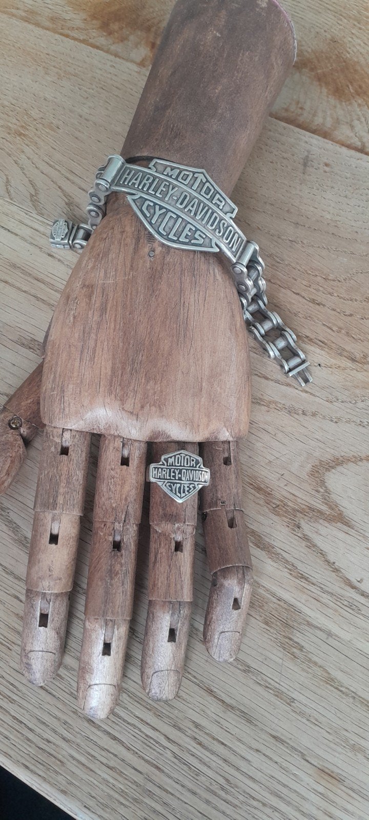 Harley Davidson armband en ring, Verzenden, Zilver