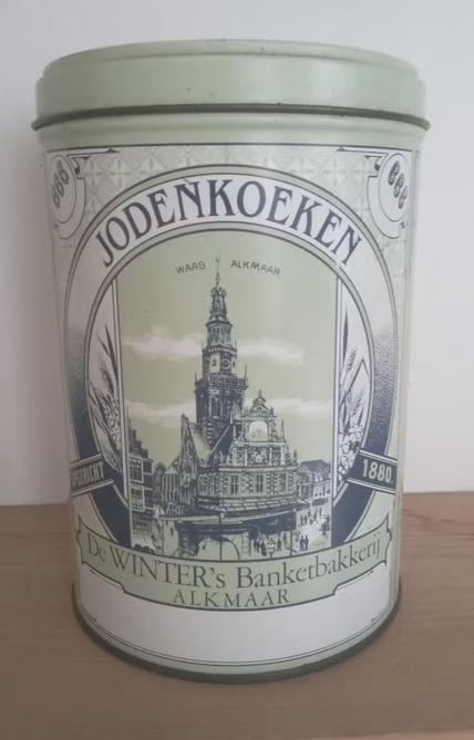 Koekblik Jodenkoeken, vintage, Verzamelen, Blikken, Verzenden, Gebruikt, Koek(jes)