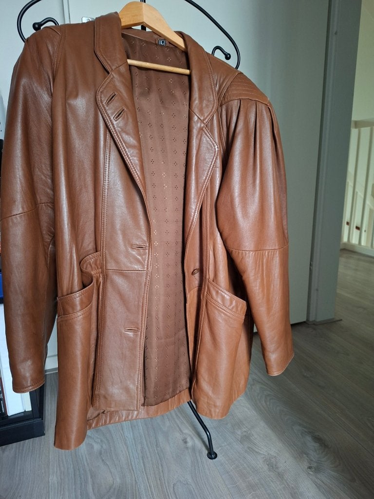 Leren jas - Maat L/XL - atelier product, Bruin, Maat 46/48 (XL) of groter, Ophalen of Verzenden, Onbekend