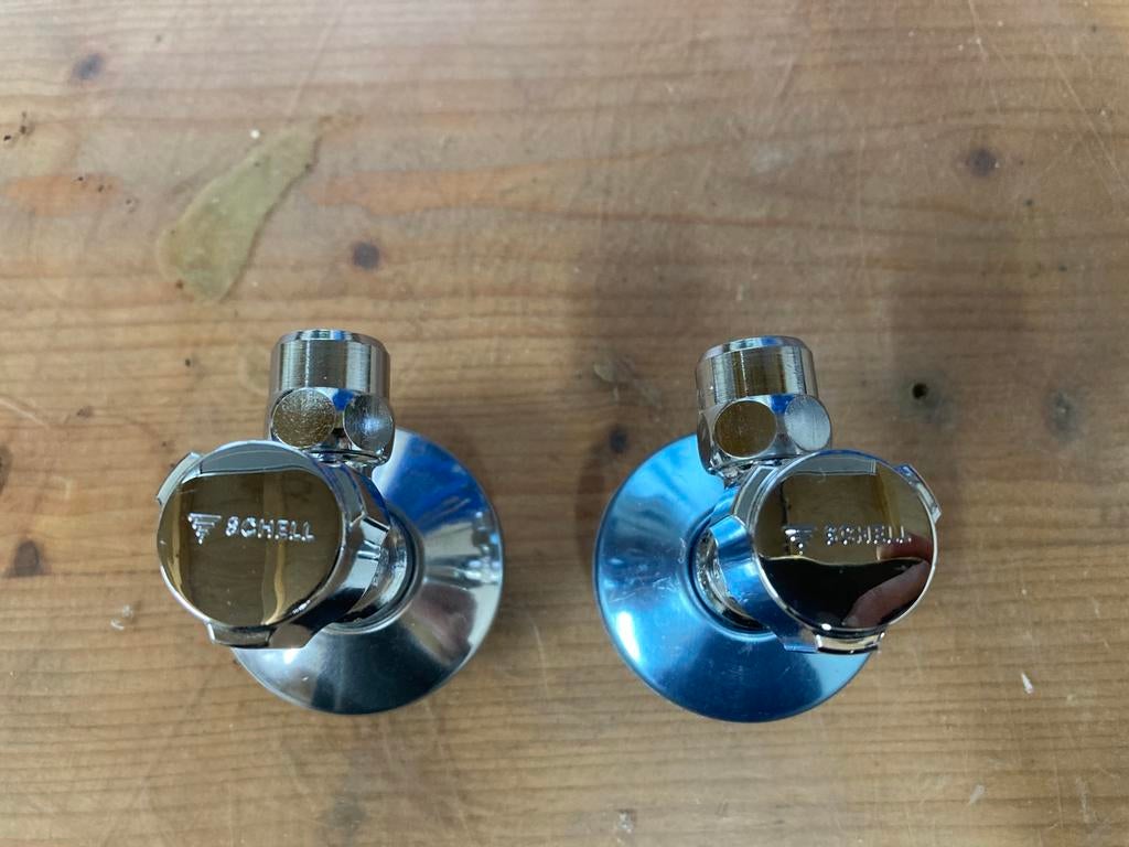 Nieuw: 2 x Schell hoekstopkraan / aansluiting: G1/2 x G3/8, Ophalen of Verzenden, Zo goed als nieuw, Kraan