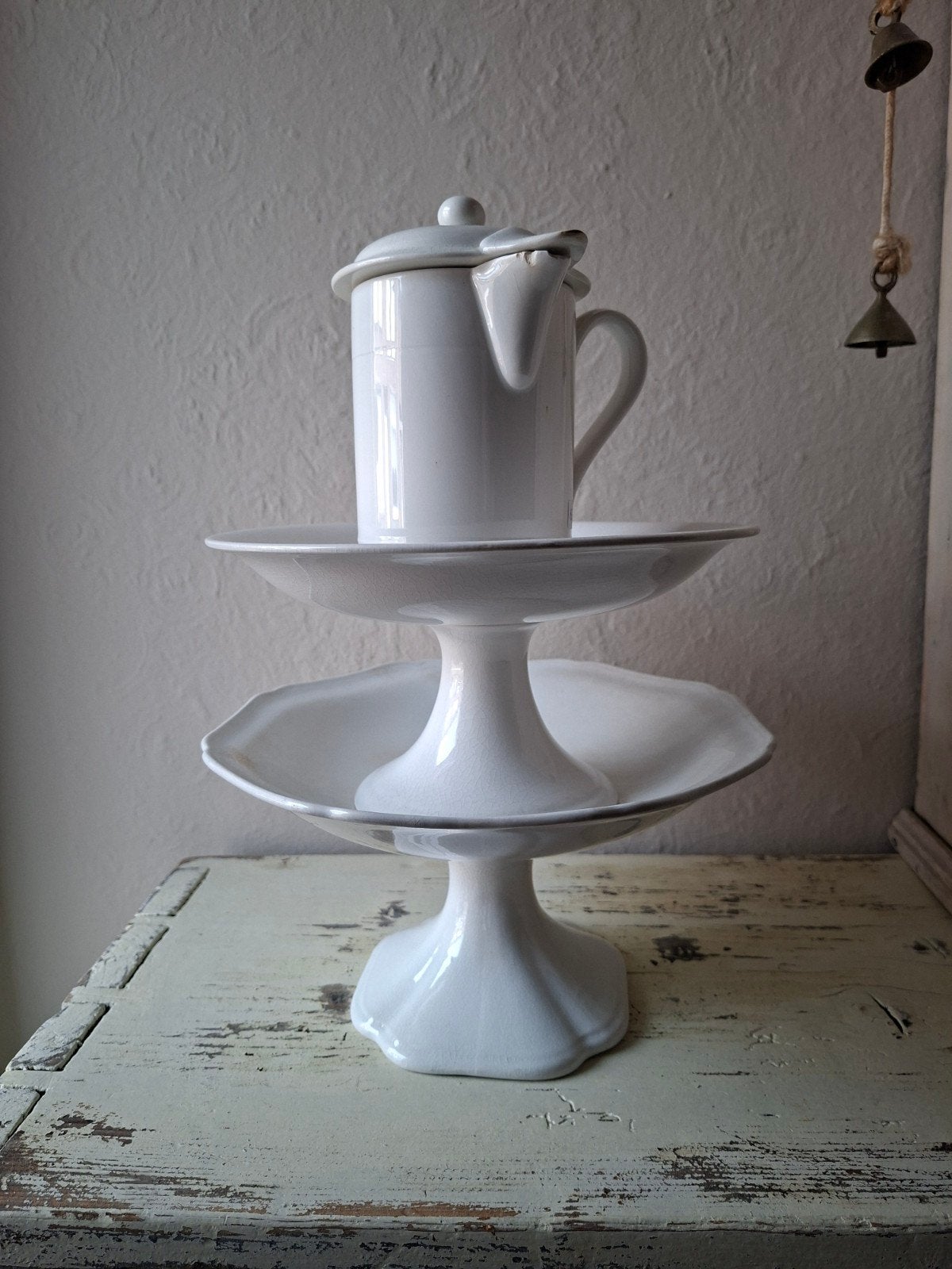brocante gebaksschalen SCM wit, Huis en Inrichting, Woonaccessoires | Etagères, Ophalen of Verzenden, Gebruikt, Overige materialen