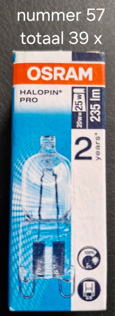 Nr. 57 Osram halopin pro, Minder dan 30 watt, Halogeen (gloei)lamp, Nieuw, Bipin of Steekvoet