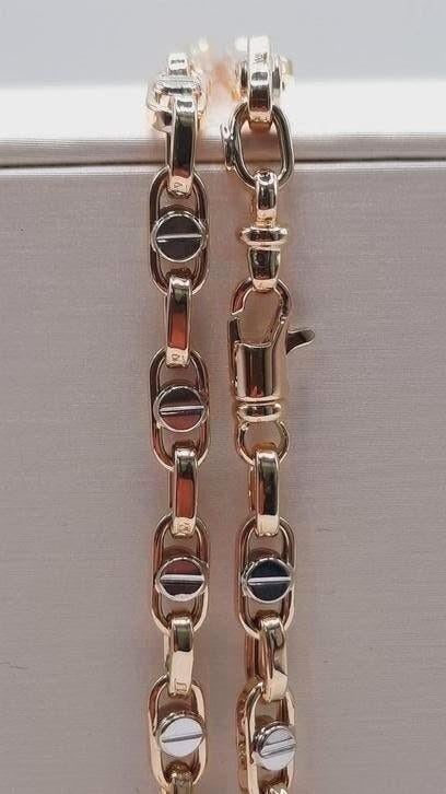 gouden heren ketting 14kt fantasie, Www.bredajuwelier.nl, Nieuw, Ophalen of Verzenden, Www.bredajuwelier.nl