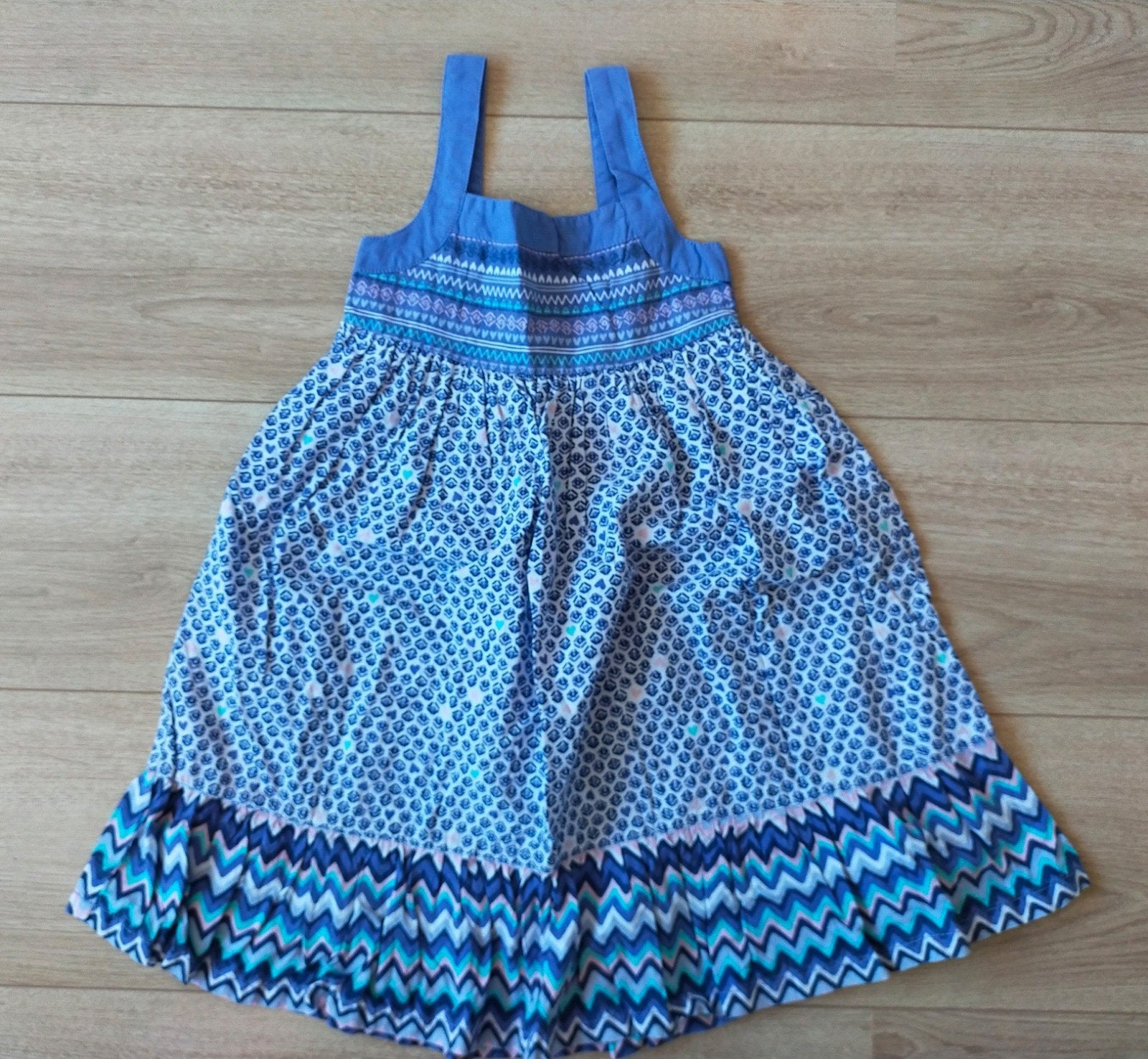 Zgan! Schattige wijde blauwe jurk van Dopodopo! Mt 110, Ophalen of Verzenden, Zo goed als nieuw, Meisje, Jurk of Rok